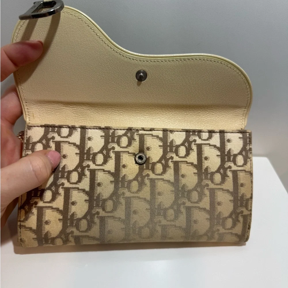 Christian Dior Trotteur Saddle Floral Embroidered Wallet